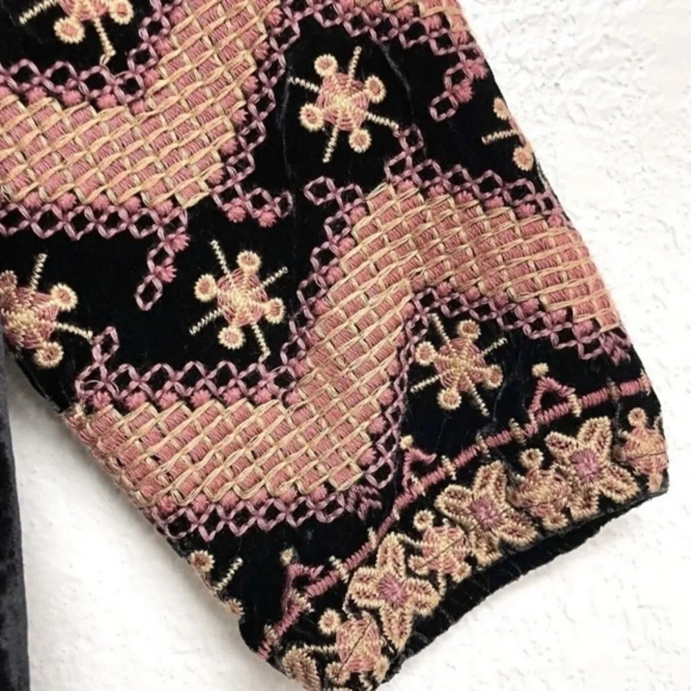 Johnny Was Elim Floral Embroidered Velvet Peasant Top 3/4 Sleeves NWT - Picture 5 of 8